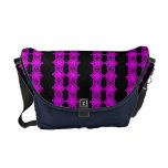 Hot pink pop art flowers over black bag messenger bags