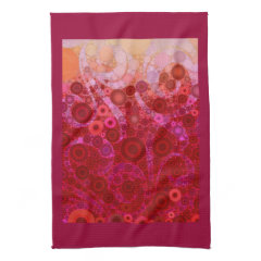 Hot Pink Purple Concentric Circles Mosaic Swirls Hand Towels
