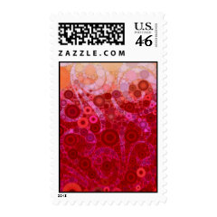 Hot Pink Purple Concentric Circles Mosaic Swirls Postage Stamps