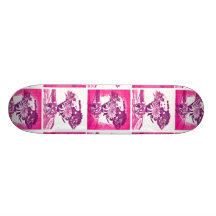 Hot Pink Purple Flower Bouquet in Vase Pop Art Mos Skateboard