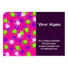 Hot Pink Purple Lime Green Paint Splatters Splotch Business Cards
