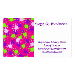 Hot Pink Purple Lime Green Paint Splatters Splotch Business Card