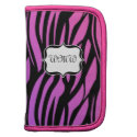Hot Pink/Purple Monogram Zebra Stripe Folio Organizer