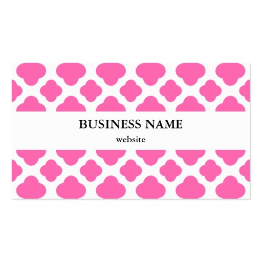 Hot Pink Quatrefoil Pattern Business Card (back side)