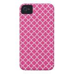 Hot Pink Quatrefoil Pattern iPhone 4 Cases