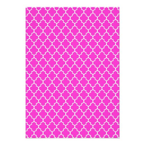 Hot Pink Quatrefoil Wedding Invitations