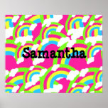 Hot Pink Rainbow Pattern Print