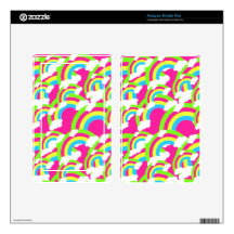 Hot Pink Rainbow Pattern Skins For Kindle Fire