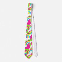 Hot Pink Rainbow Pattern Neck Ties