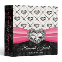 Hot Pink Rhinestone Look Heart Wedding Organizer binders
