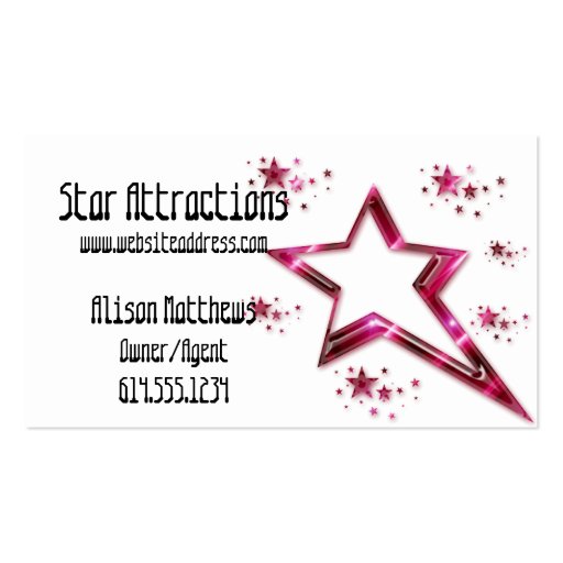 Hot Pink Rising Stars :: Party/Arts/Agent Business Business Cards (front side)