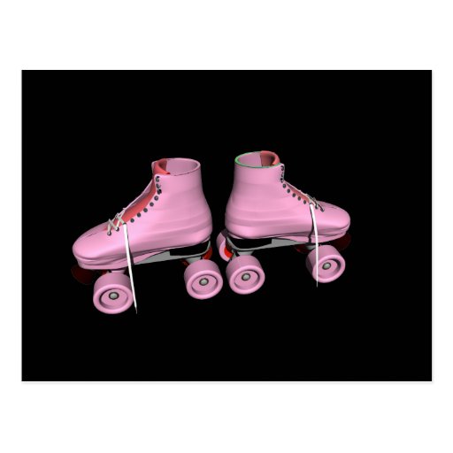 Hot Pink Roller Skates Postcard Zazzle