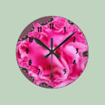 Hot Pink Rose Fractal wall clocks