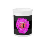 Hot pink rose monogram pitcher
