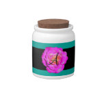 Hot pink rose monogram turquoise candy dish