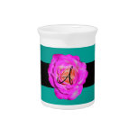 Hot pink rose monogram turquoise drink pitchers