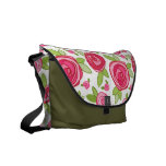 Hot Pink Rose Pattern Messenger Bag