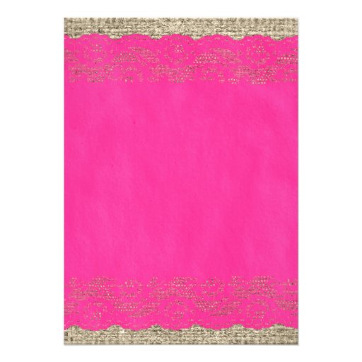 Hot Pink Rustic Lace Wedding Invitations