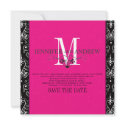 Hot Pink Save the Date Chandelier Announcement invitation