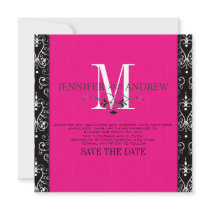 Hot Pink Save the Date Chandelier Announcement