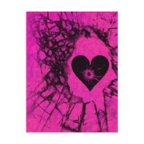Hot Pink Shattered Broken Heart Postcard