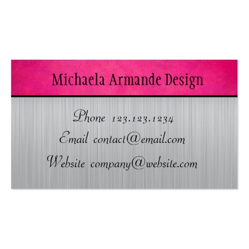 Hot Pink Silver Classic Sophisticated Business Business Cards (back side)