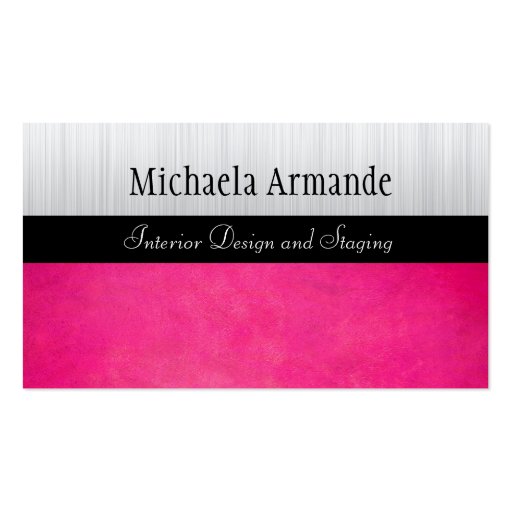 Hot Pink Silver Classic Sophisticated Business Business Cards