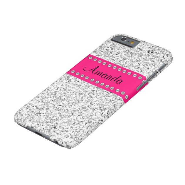 Hot Pink & Silver Glitter BLING IPhone 6 Case | Zazzle