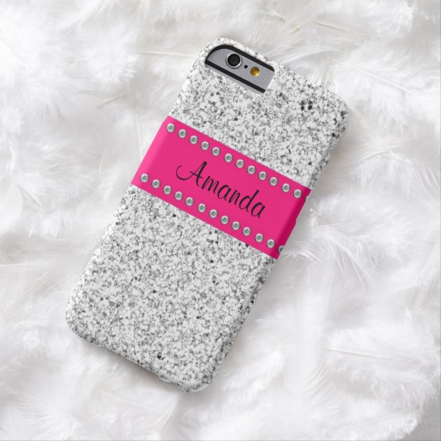 Hot Pink & Silver Glitter BLING IPhone 6 Case | Zazzle