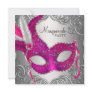 Hot Pink Silver Mask Masquerade Ball Party Custom Invites