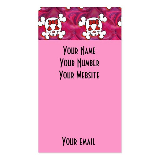 Hot Pink Skulls and Hearts Business Card Templates (back side)