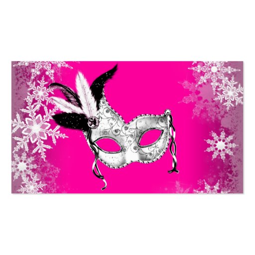 Hot Pink Snowflake Masquerade Party Cards Business Card Templates