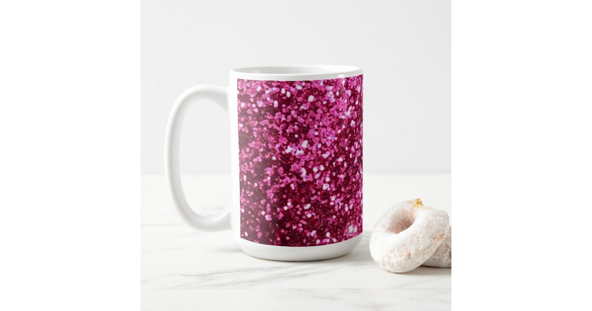 Hot pink sparkle glitter coffee mug Zazzle