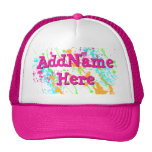 Hot Pink Splatter Personalized hats