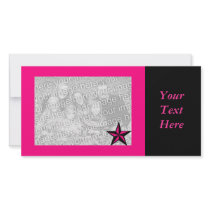 Hot Pink Star Border Photo Card photo cards