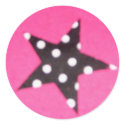 Hot Pink Star Design Round Stickers