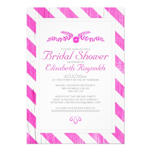 Hot Pink Stripes Bridal Shower Invitations