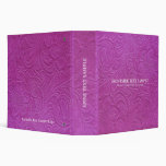 Hot-Pink Suede Leather Look Embossed Flowers Binders