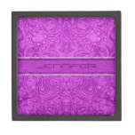 Hot Pink Suede Leather Look Embossed Flowers Premium Jewelry Boxes
