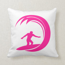 Hot Pink Surfing Throw Pillow