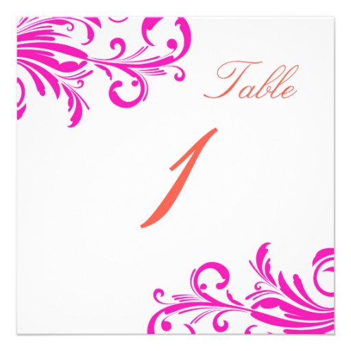 Hot Pink Swanky Swirls Table 1 Personalized Announcements