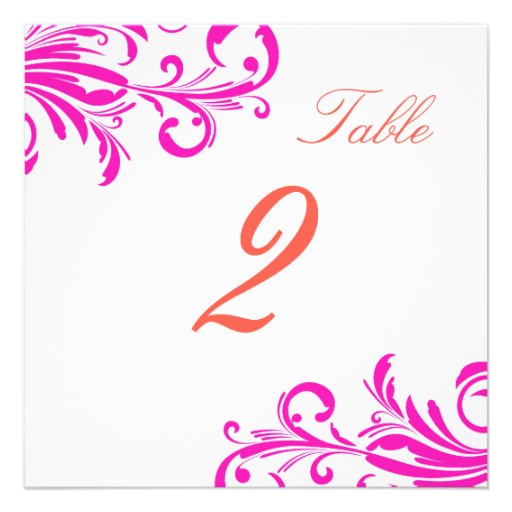 Hot Pink Swanky Swirls Table 2 Invitation