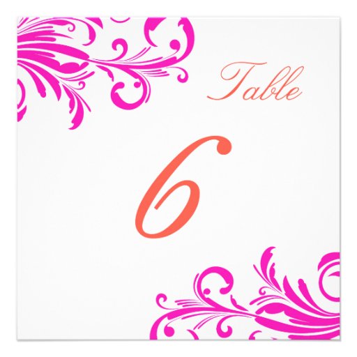 Hot Pink Swanky Swirls Table 6 Announcement