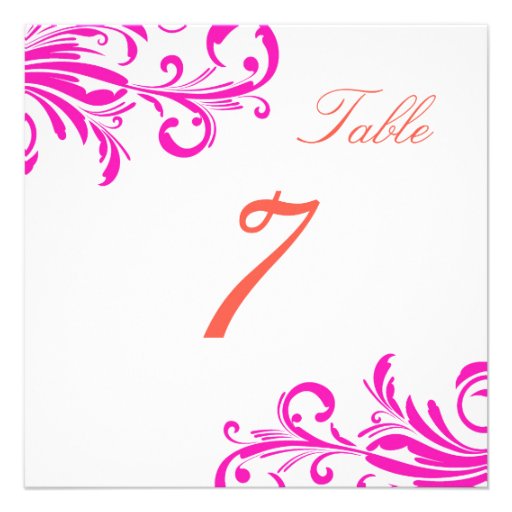 Hot Pink Swanky Swirls Table 7 Custom Announcement