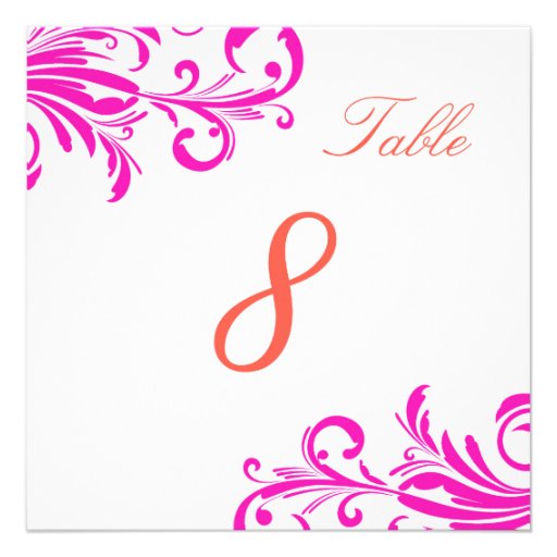 Hot Pink Swanky Swirls Table 8 Announcements