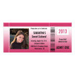 Hot Pink Sweet Sixteen Photo Ticket Invitation invitations