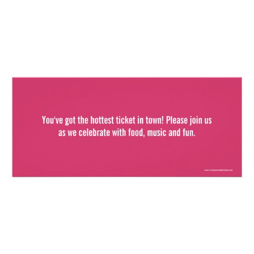 Hot Pink Sweet Sixteen Photo Ticket Invitation
