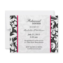 Hot Pink Swirl Rehearsal Dinner Card Invite