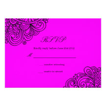Hot Pink Swirl Wedding RSVP Invitation