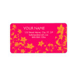 Hot Pink & Tangerine Floral Address Labels labels